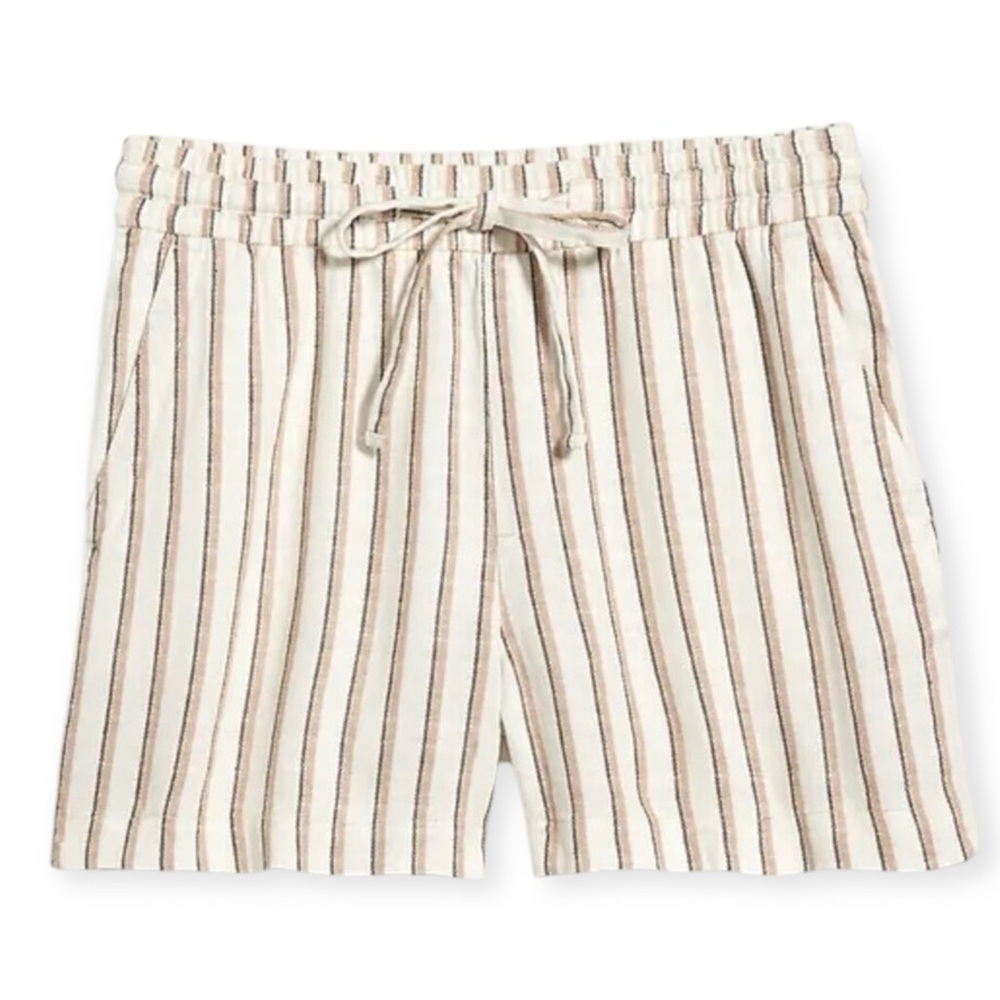 Old Navy High Waist Dobby Stripe Linen Blend Pull On Shorts XXL NWT